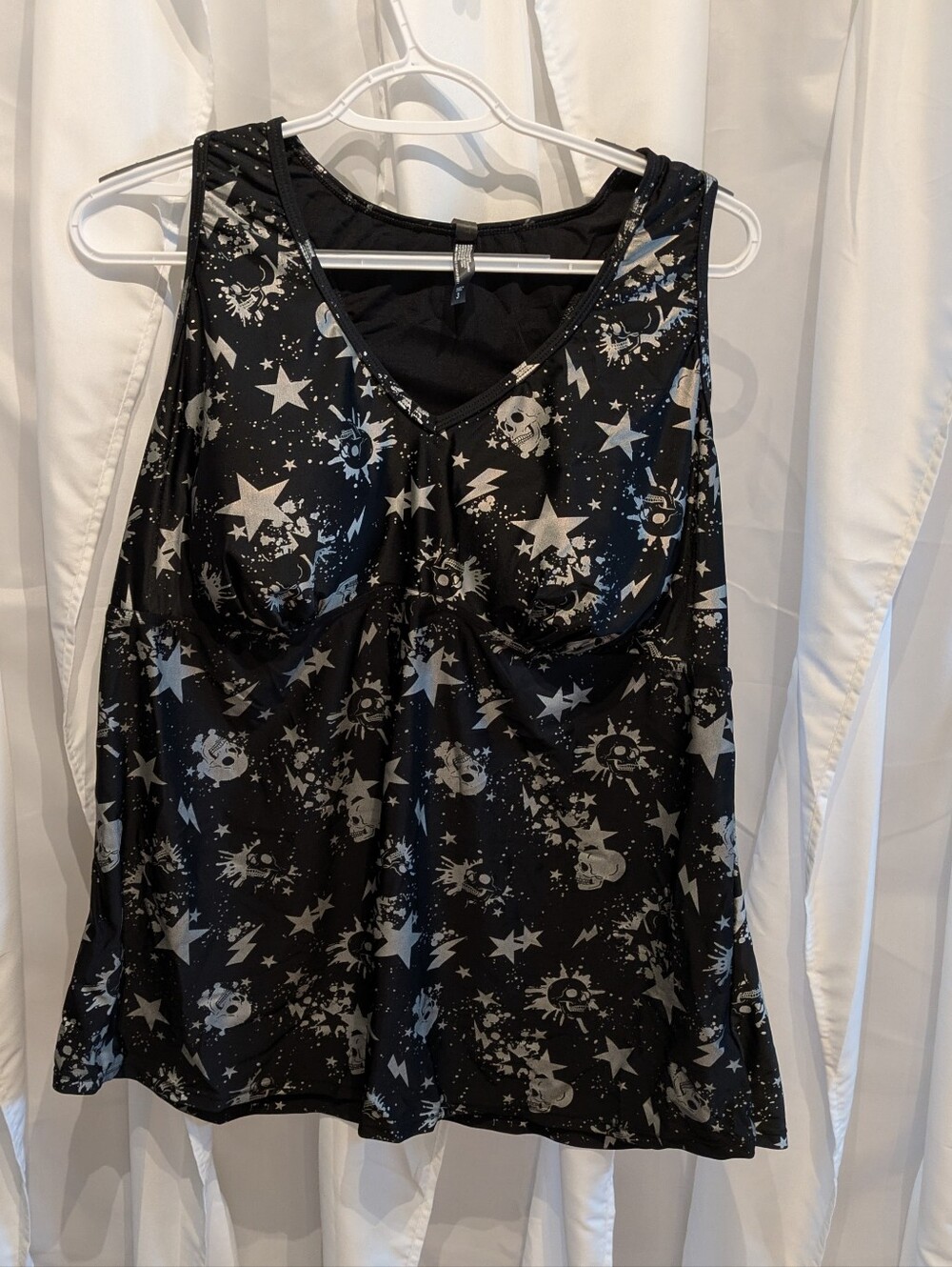 G1 Torrid Skull & Star Graphic Tankini Swim Top Black - Plus Size 3 / 3X